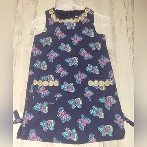 Lilly pulitzer girls shift dress Navy Butterfly Kirkland Blue